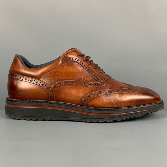BALLY Size 8.5 Brown Antique Leather Wingtip Lace Up Shoes - Picture 1 of 8